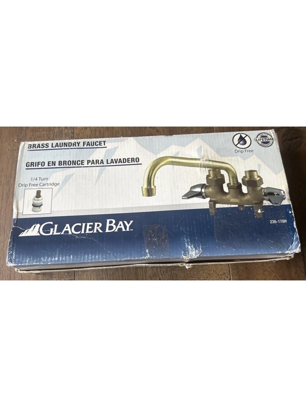 Glacier Bay 238 178H Two Handle Laundry Faucet Rough Brass Open Box See Pics